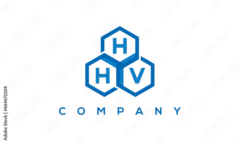 HHV three letters creative polygon hexagon logo	