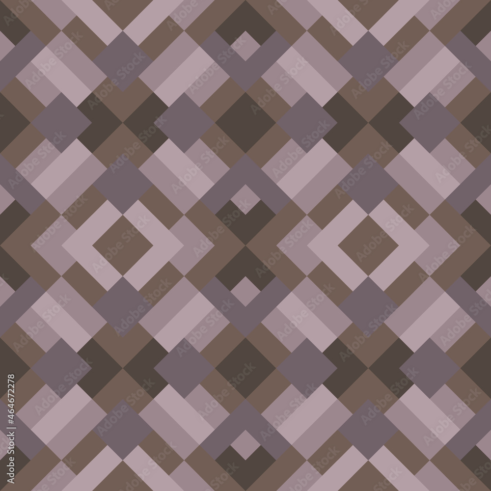 Abstract seamless pattern. Mosaic texture for textile, clown, carpeting, warp, book cover, clothes. Vector geometric background of triangles in violet and brown colors Abstract seamless pattern. Mosaic texture for textile, clown, carpeting, warp, book cover, clothes. Vector geometric background of triangles in violet and brown colors