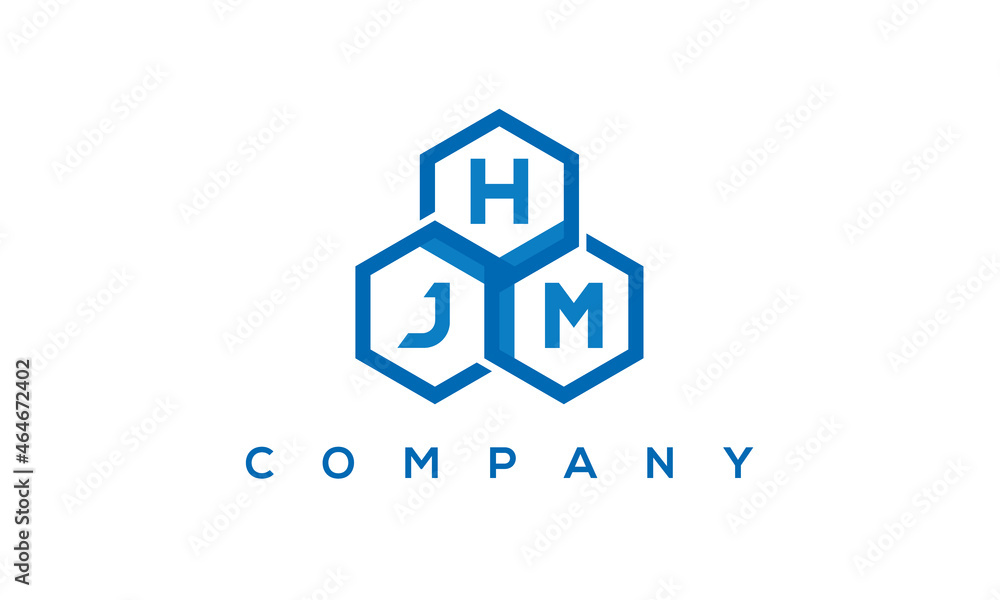 HJM three letters creative polygon hexagon logo HJM three letters creative polygon hexagon logo