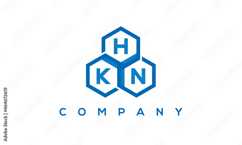 HKN three letters creative polygon hexagon logo	