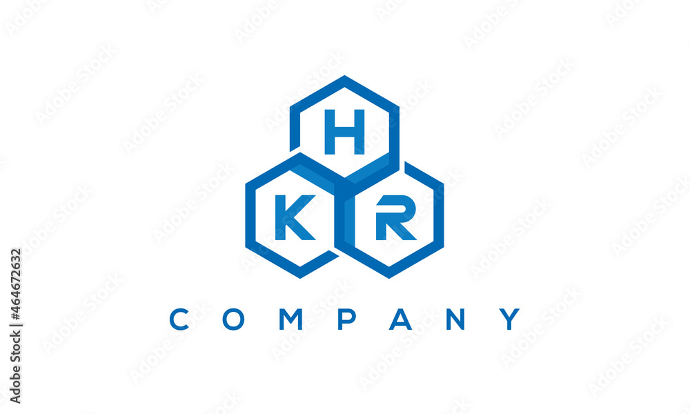 HKR three letters creative polygon hexagon logo	