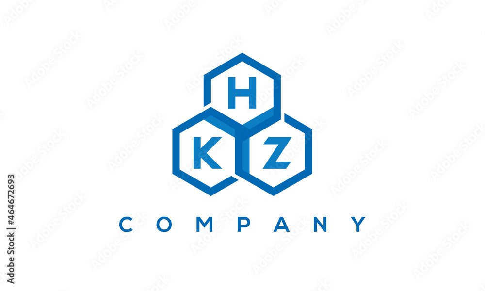HKZ three letters creative polygon hexagon logo	