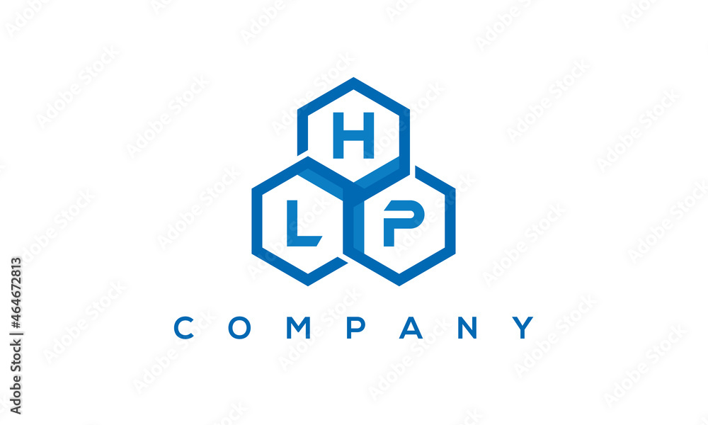HLP three letters creative polygon hexagon logo	