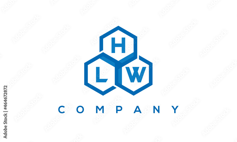 HLW three letters creative polygon hexagon logo	