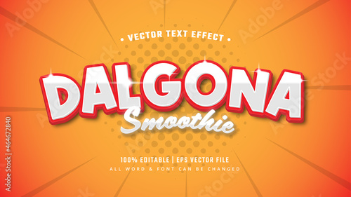 Dalgona Smoothie 3d Text Style Effect. Editable Illustrator Text Style.