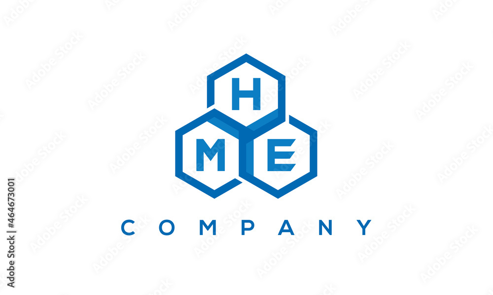 HME three letters creative polygon hexagon logo	
