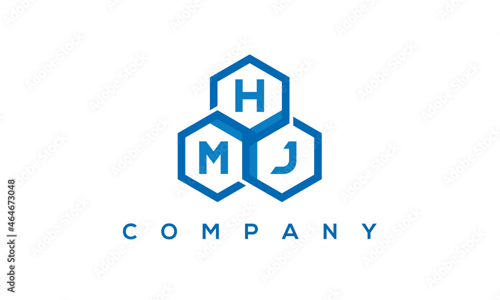 HMJ three letters creative polygon hexagon logo	