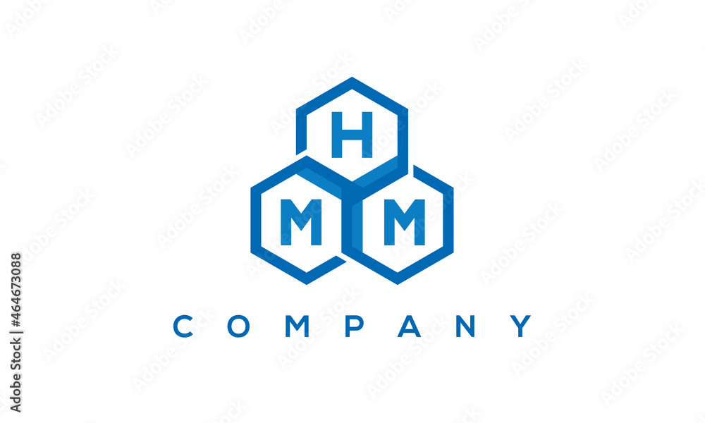 HMM three letters creative polygon hexagon logo HMM three letters creative polygon hexagon logo