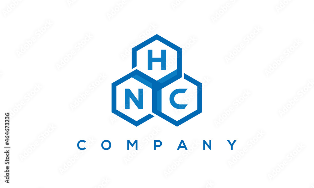 HNC three letters creative polygon hexagon logo	