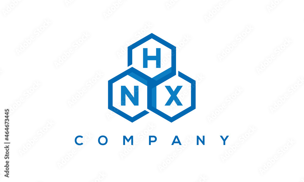 HNX three letters creative polygon hexagon logo HNX three letters creative polygon hexagon logo