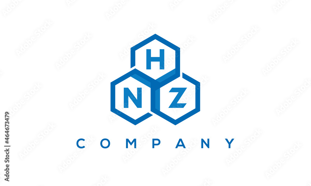 HNZ three letters creative polygon hexagon logo	