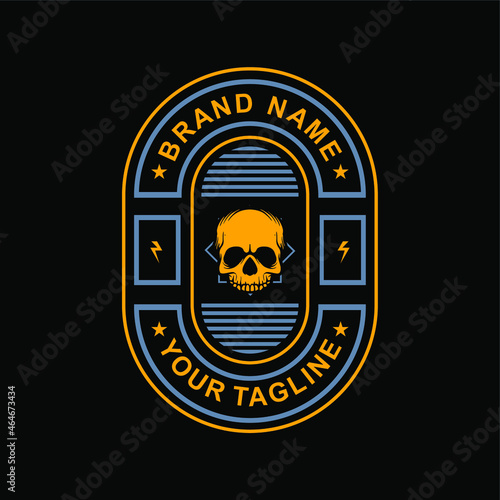 Modern, Trendy, Youthful Skull Badge Emblem T-shirt Lifestyle Design Branding Identity Illustration