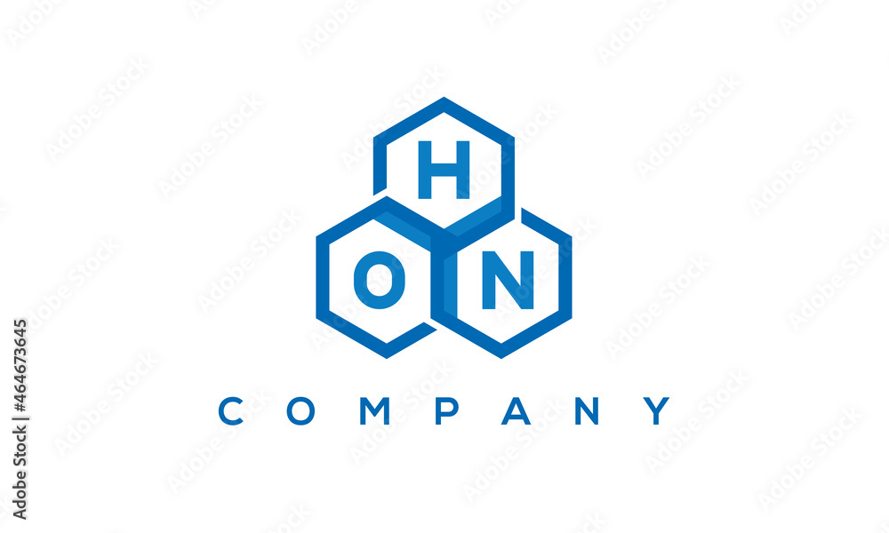 HON three letters creative polygon hexagon logo	