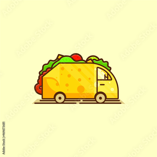 Modern, Flat, Playful, Professional, Taco Car Logo Food And Drink Vector Design Illustration