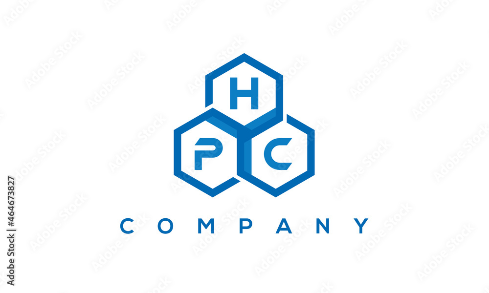 HPC three letters creative polygon hexagon logo	