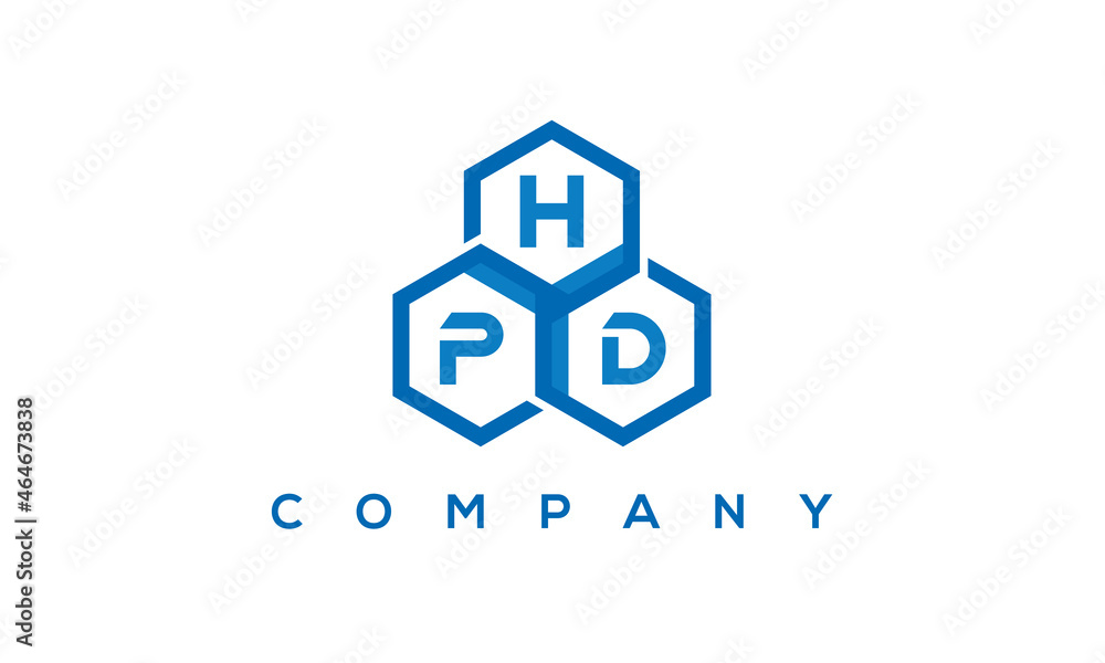 HPD three letters creative polygon hexagon logo	