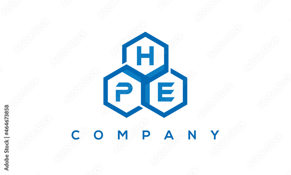 HPE three letters creative polygon hexagon logo	