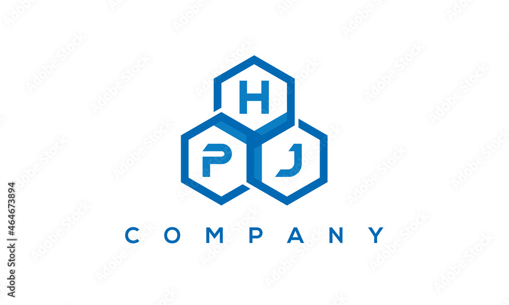 HPJ three letters creative polygon hexagon logo HPJ three letters creative polygon hexagon logo
