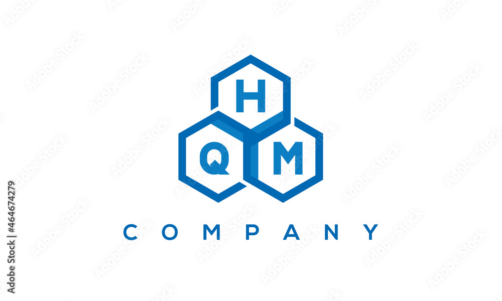 HQM three letters creative polygon hexagon logo	