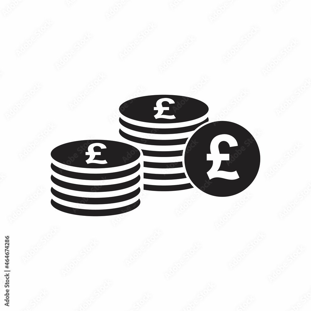 British pound coin stack icon. Coins stacks icon, pile of british pounds coins British pound coin stack icon. Coins stacks icon, pile of british pounds coins