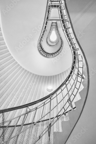 Lightbulb shaped staircase in Prague. Kubism architecture detail. photo