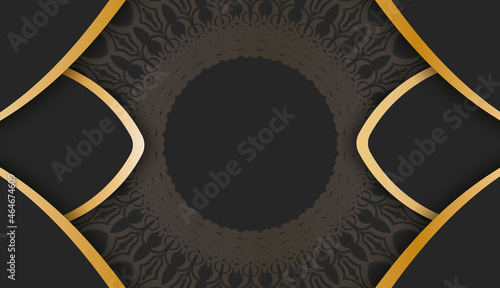 Baner of black color with a mandala with a gold ornament and a place for the text