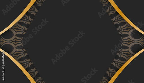 Black banner with vintage gold ornament and place for text