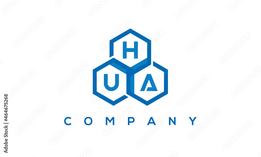 HUA three letters creative polygon hexagon logo HUA three letters creative polygon hexagon logo