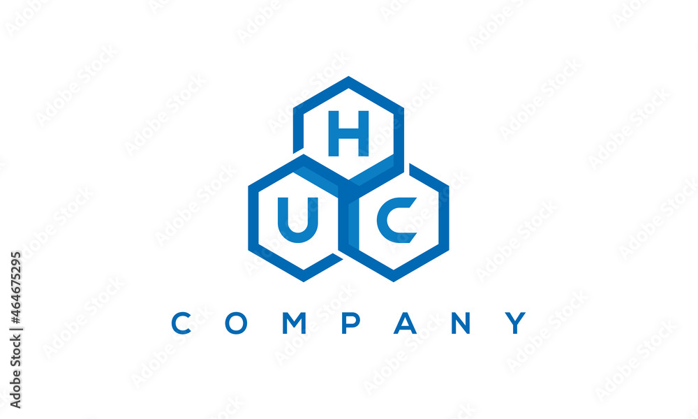 HUC three letters creative polygon hexagon logo	