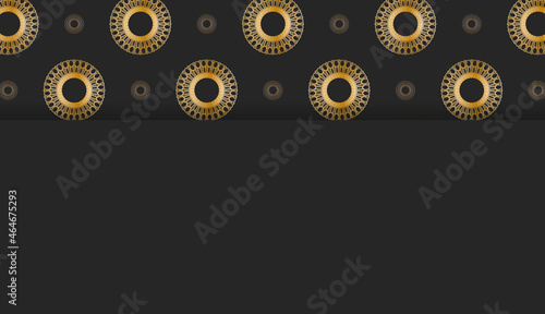 Black banner with Indian gold ornaments and place for your text