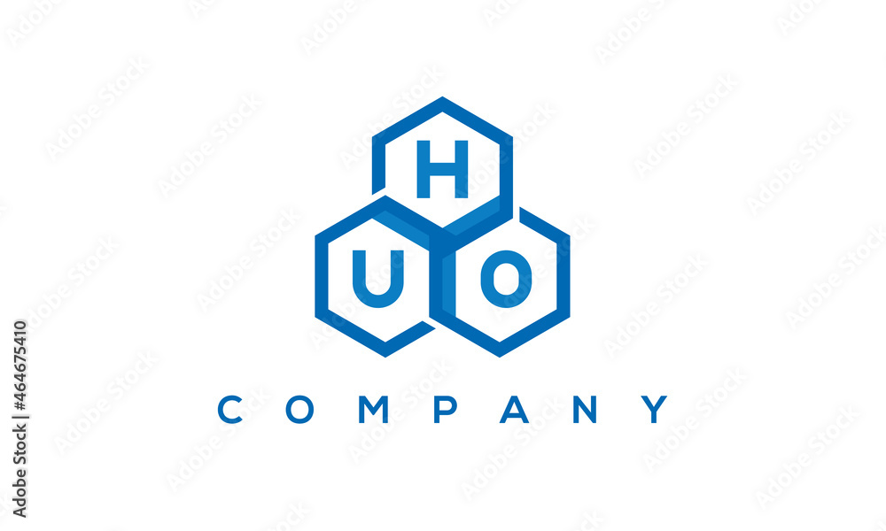 HUO three letters creative polygon hexagon logo	