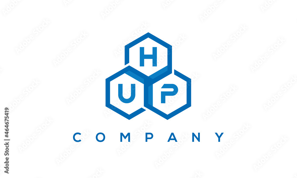 HUP three letters creative polygon hexagon logo	