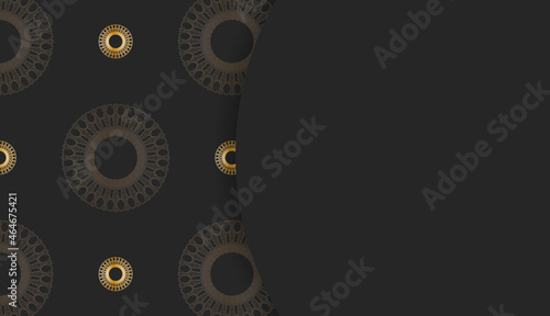 Black banner with luxurious gold ornaments and place for your text
