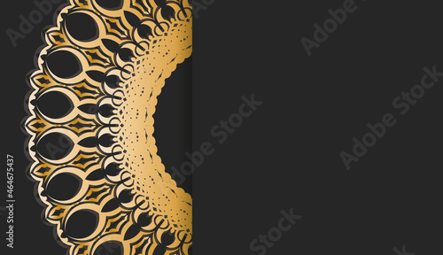 Black banner with Indian gold pattern and place under your text