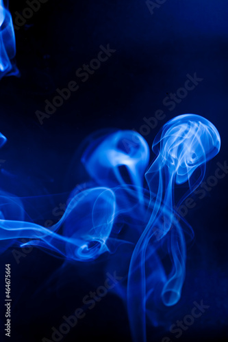 Motion blue smoke on black background. © peterkai