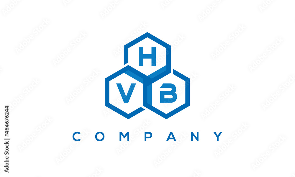 HVB three letters creative polygon hexagon logo	
