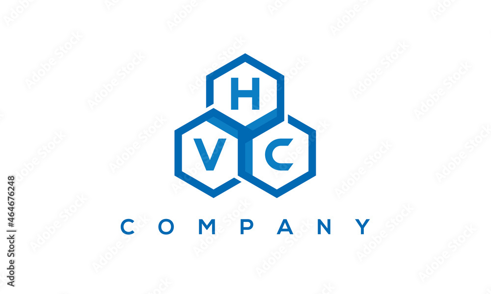 HVC three letters creative polygon hexagon logo	
