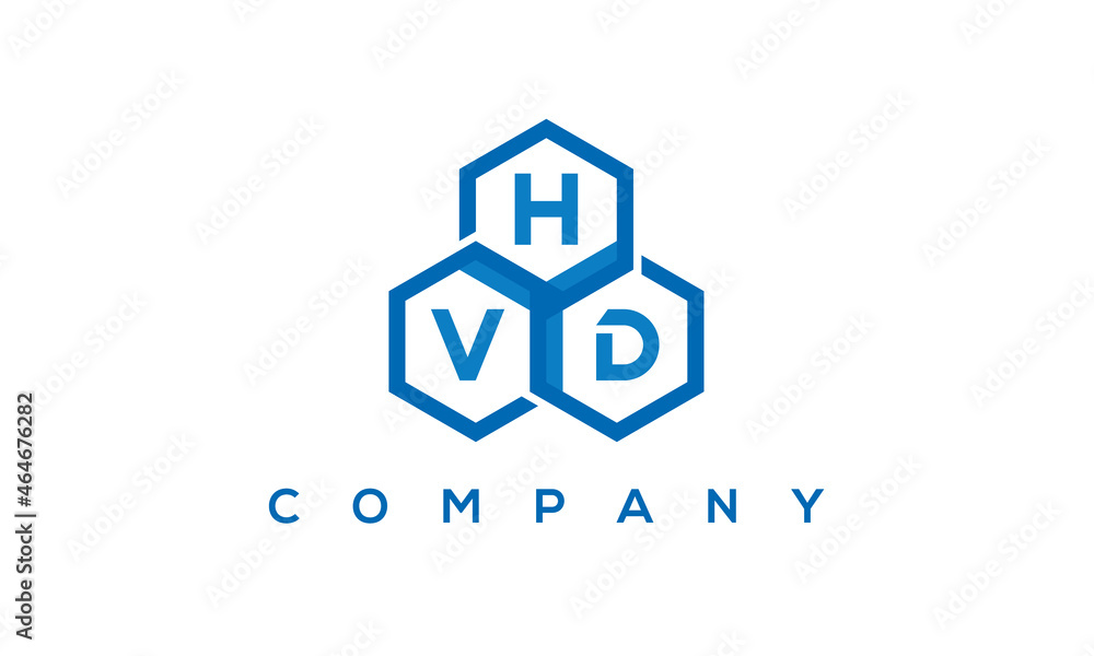HVD three letters creative polygon hexagon logo	