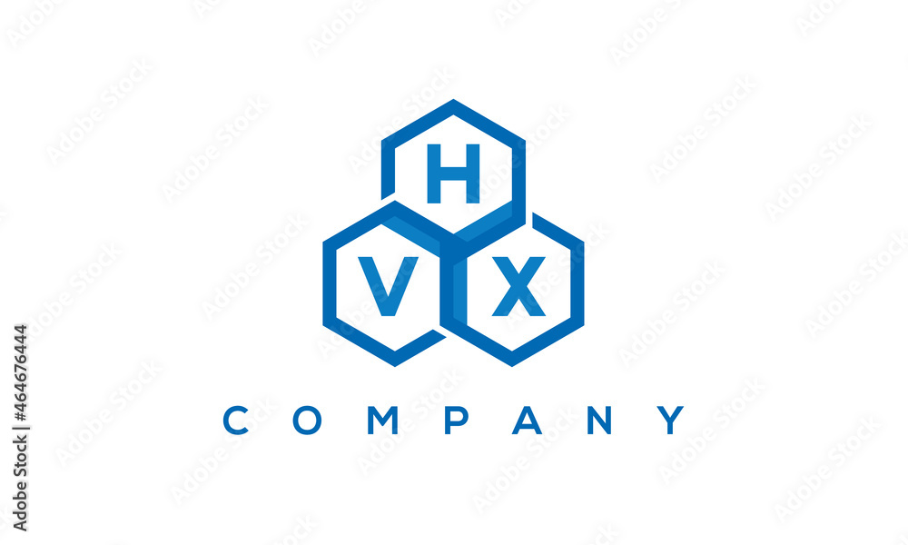 HVX three letters creative polygon hexagon logo	