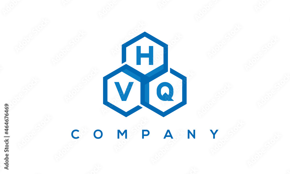 HVQ three letters creative polygon hexagon logo	