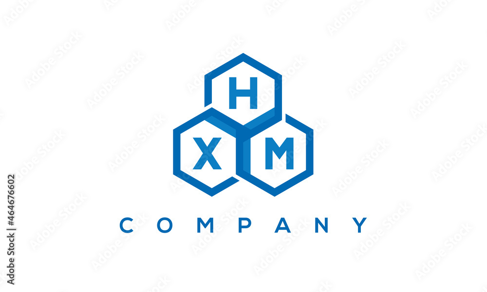 HXM three letters creative polygon hexagon logo	