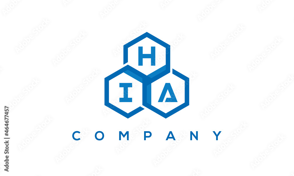 HIA three letters creative polygon hexagon logo HIA three letters creative polygon hexagon logo