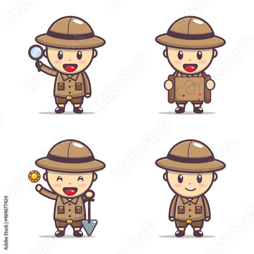 Cute archeologist cartoon vector illustration.