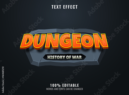 fantasy cartoon dungeon medieval rpg game logo title text effect with stone frame