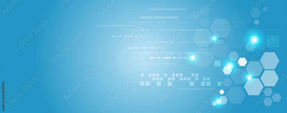 Geometric abstract background with blue and white hexagons. Structure molecule and communication. Science, technology and medical concept. Vector illustration Geometric abstract background with blue and white hexagons. Structure molecule and communication. Science, technology and medical concept. Vector illustration