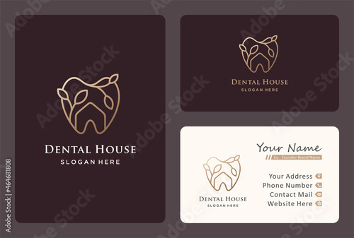 dental house logo design line art style.