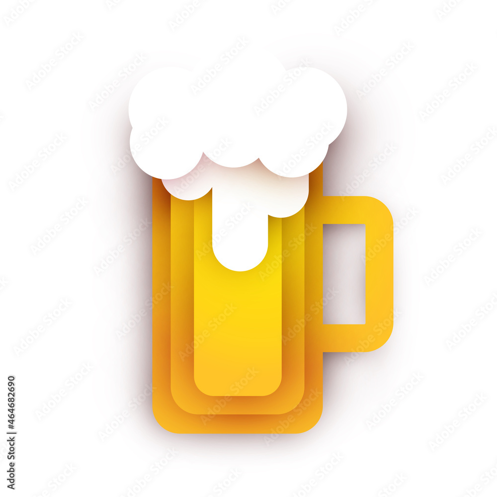 Beer mug in modern geometric style. Minimalistic paper cut design element. Template for branding event, ads, background. Vector illustration. Beer mug in modern geometric style. Minimalistic paper cut design element. Template for branding event, ads, background. Vector illustration.