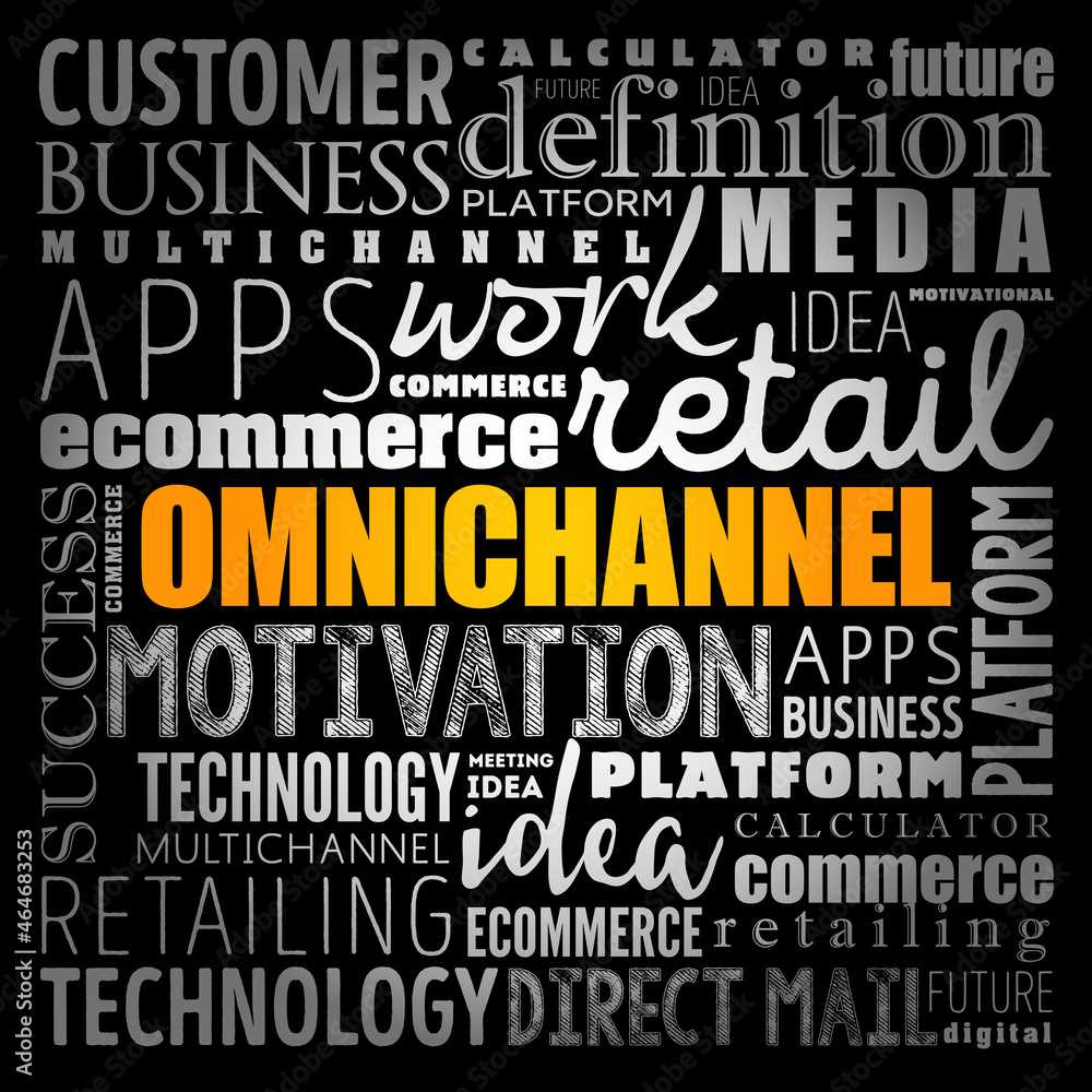 Omnichannel word cloud, business concept background