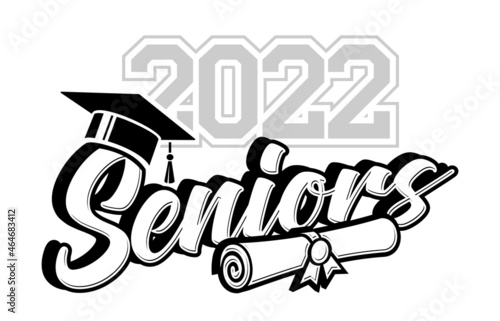 Lettering Class of 2022 for greeting, invitation card. Text for design, congratulation event, T-shirt, party, high school or college graduate. Vector on transparent  background