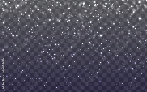 abstract falling of seamless realistic elegant glittering snow on randoml with transparent background,Realistic sparkle snowfall background for banner of winter collection decoration.